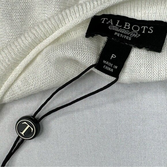 Talbots Women's NWT Off-White Y2K Short Sleeve Linen Knit Sweater Size P - Picture 5 of 10